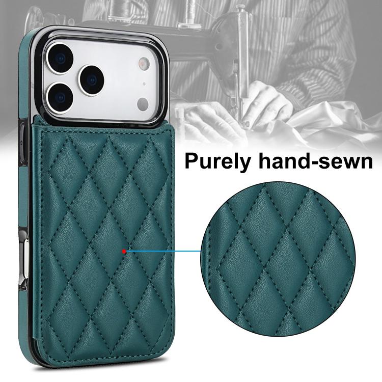 For iPhone 17 Pro Double Buckle Rhombic PU Leather Phone Case