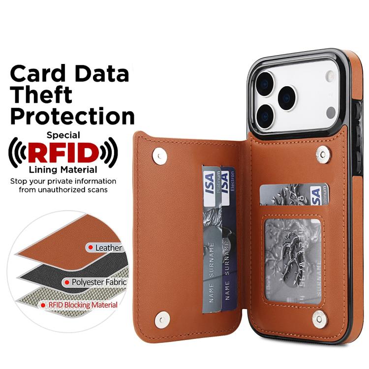 For iPhone 17 Pro Double Buckle Rhombic PU Leather Phone Case