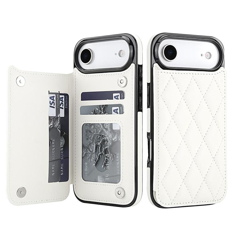 For iPhone Air Double Buckle Rhombic PU Leather Phone Case