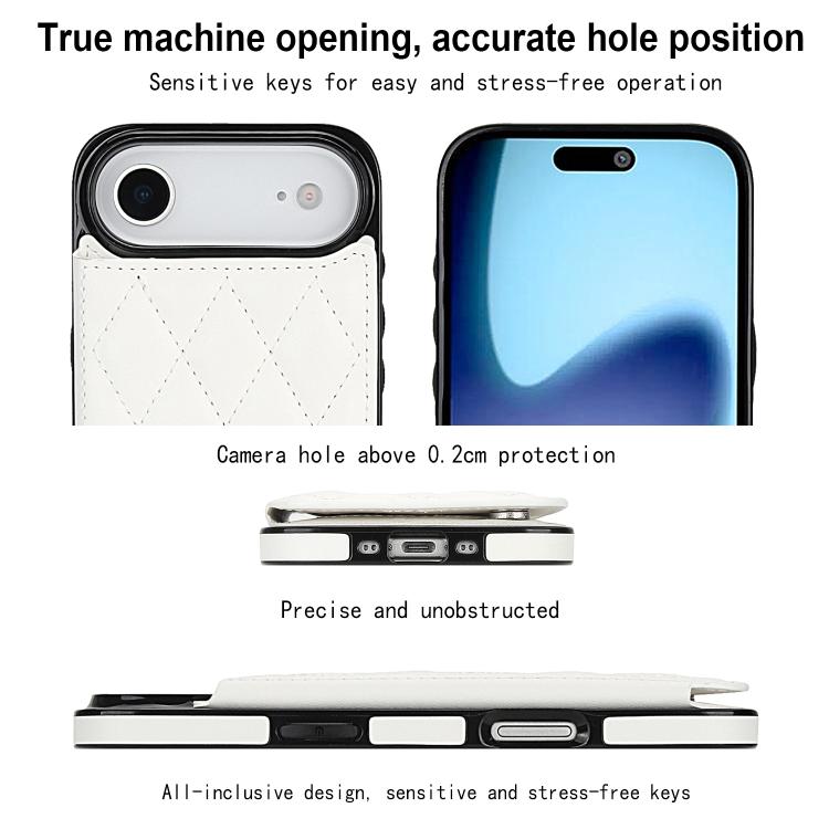 For iPhone Air Double Buckle Rhombic PU Leather Phone Case