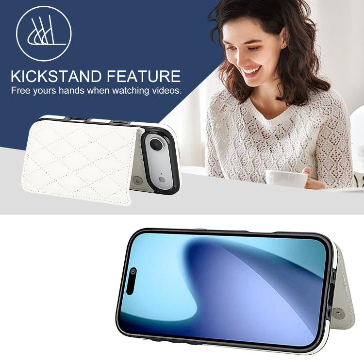 For iPhone Air Double Buckle Rhombic PU Leather Phone Case