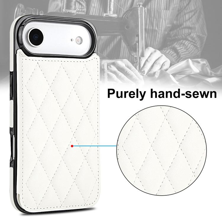 For iPhone Air Double Buckle Rhombic PU Leather Phone Case