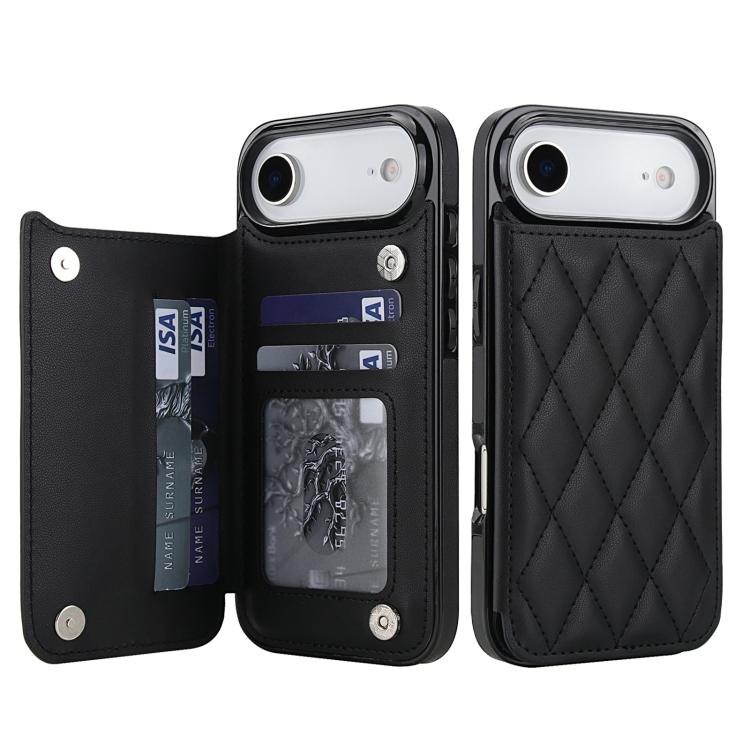 For iPhone Air Double Buckle Rhombic PU Leather Phone Case