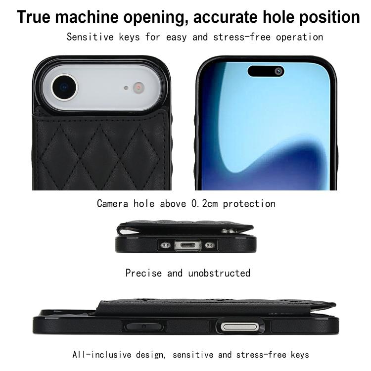 For iPhone Air Double Buckle Rhombic PU Leather Phone Case