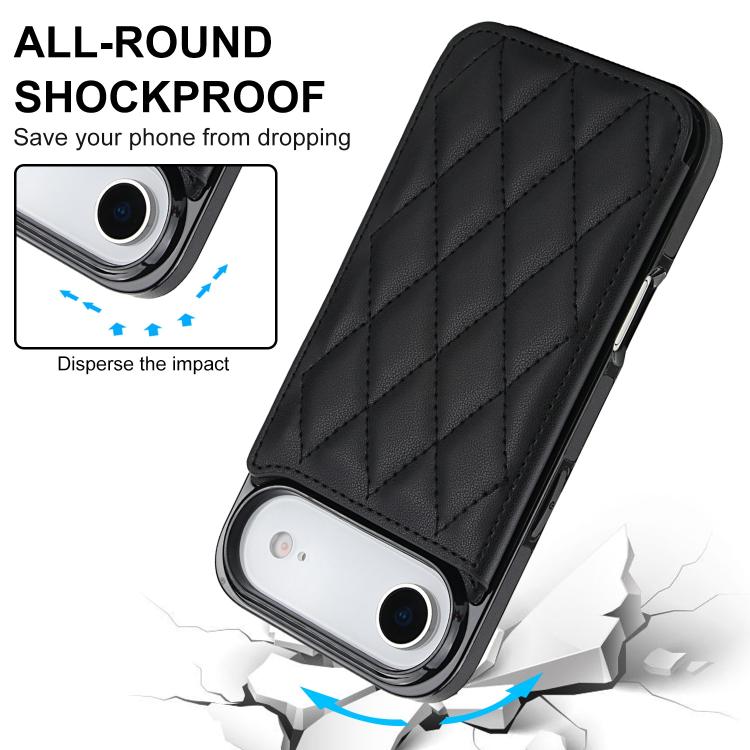 For iPhone Air Double Buckle Rhombic PU Leather Phone Case