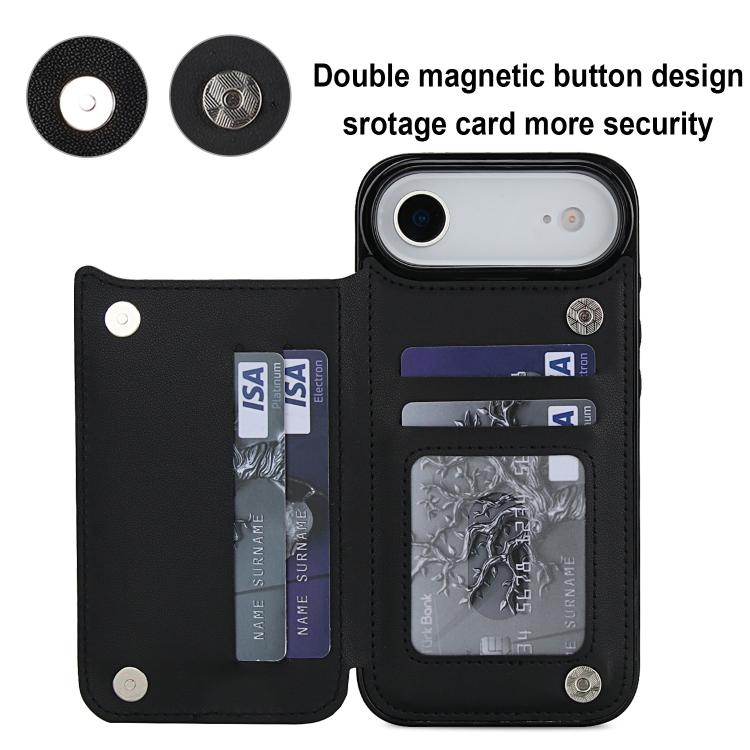 For iPhone Air Double Buckle Rhombic PU Leather Phone Case