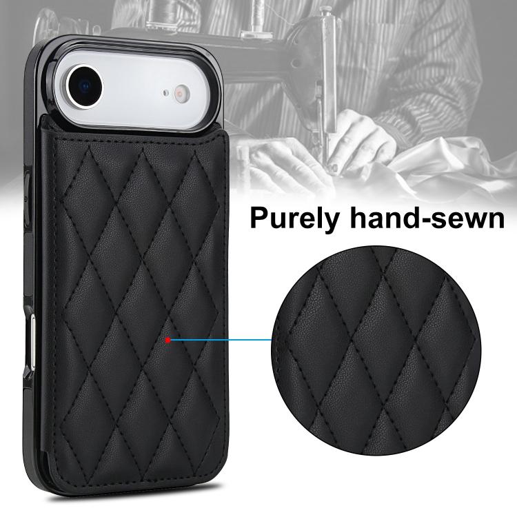 For iPhone Air Double Buckle Rhombic PU Leather Phone Case
