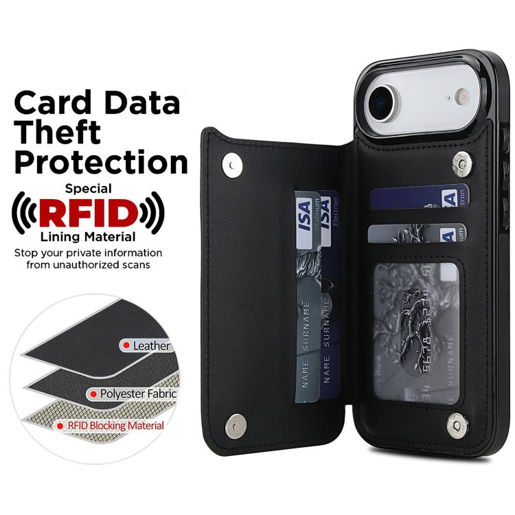 For iPhone Air Double Buckle Rhombic PU Leather Phone Case