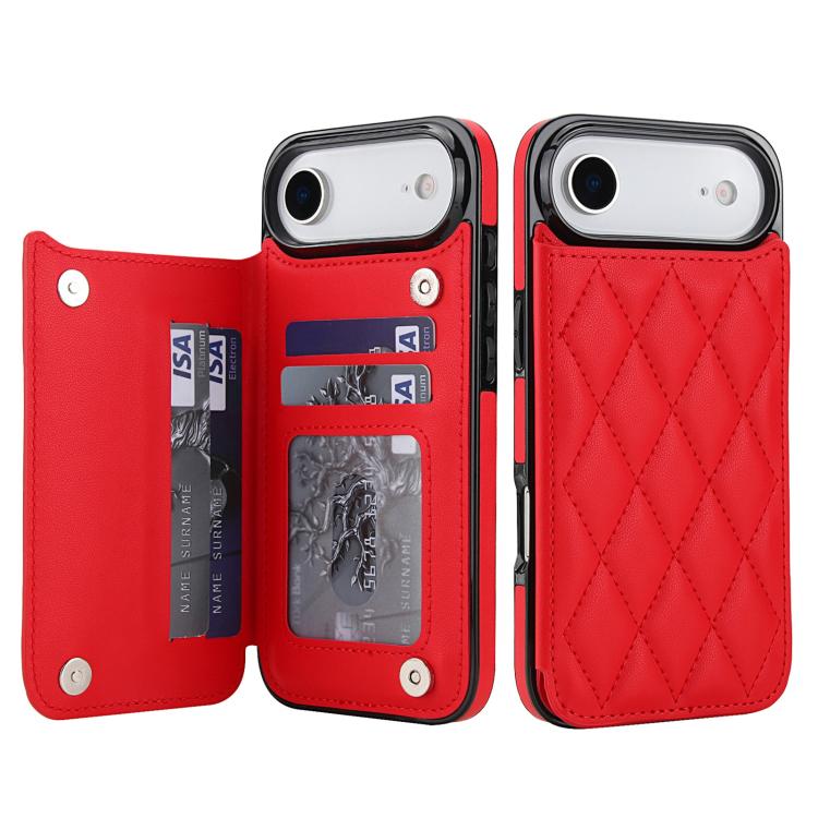 For iPhone Air Double Buckle Rhombic PU Leather Phone Case