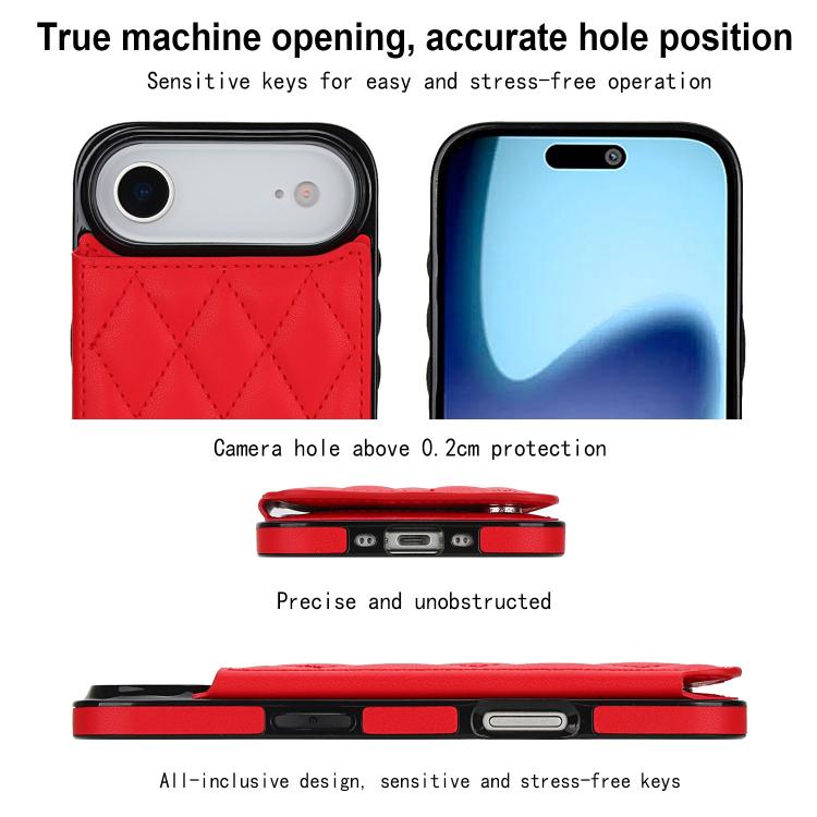 For iPhone Air Double Buckle Rhombic PU Leather Phone Case