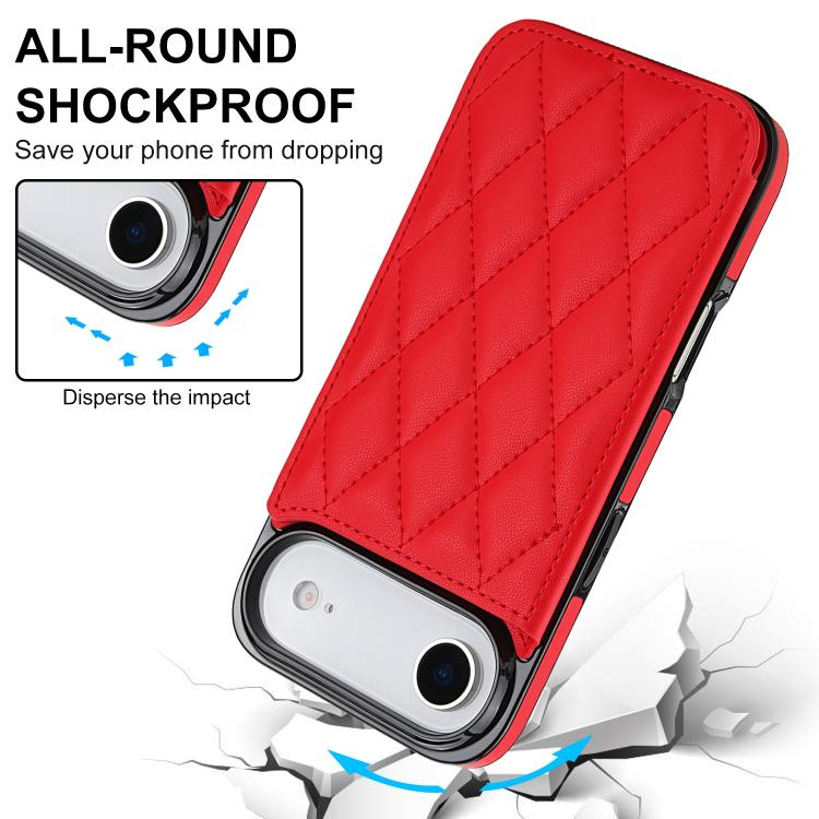 For iPhone Air Double Buckle Rhombic PU Leather Phone Case