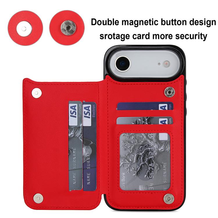 For iPhone Air Double Buckle Rhombic PU Leather Phone Case