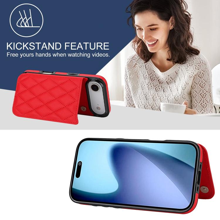 For iPhone Air Double Buckle Rhombic PU Leather Phone Case