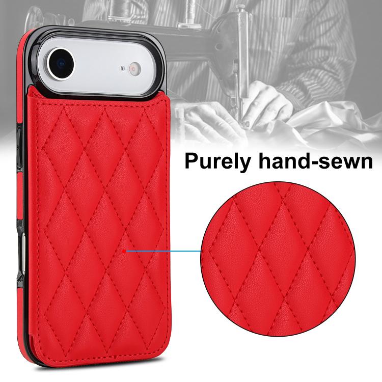 For iPhone Air Double Buckle Rhombic PU Leather Phone Case