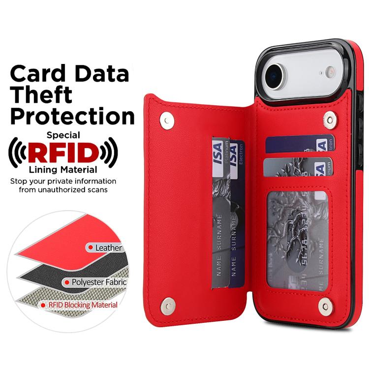 For iPhone Air Double Buckle Rhombic PU Leather Phone Case