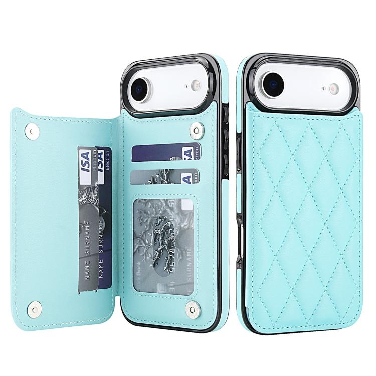 For iPhone Air Double Buckle Rhombic PU Leather Phone Case