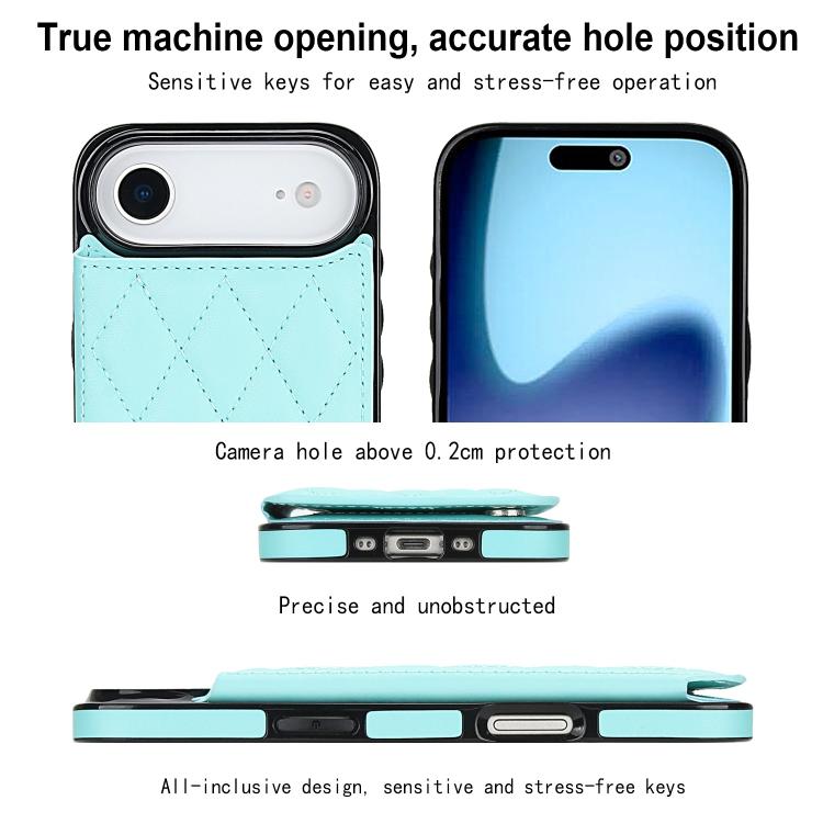 For iPhone Air Double Buckle Rhombic PU Leather Phone Case