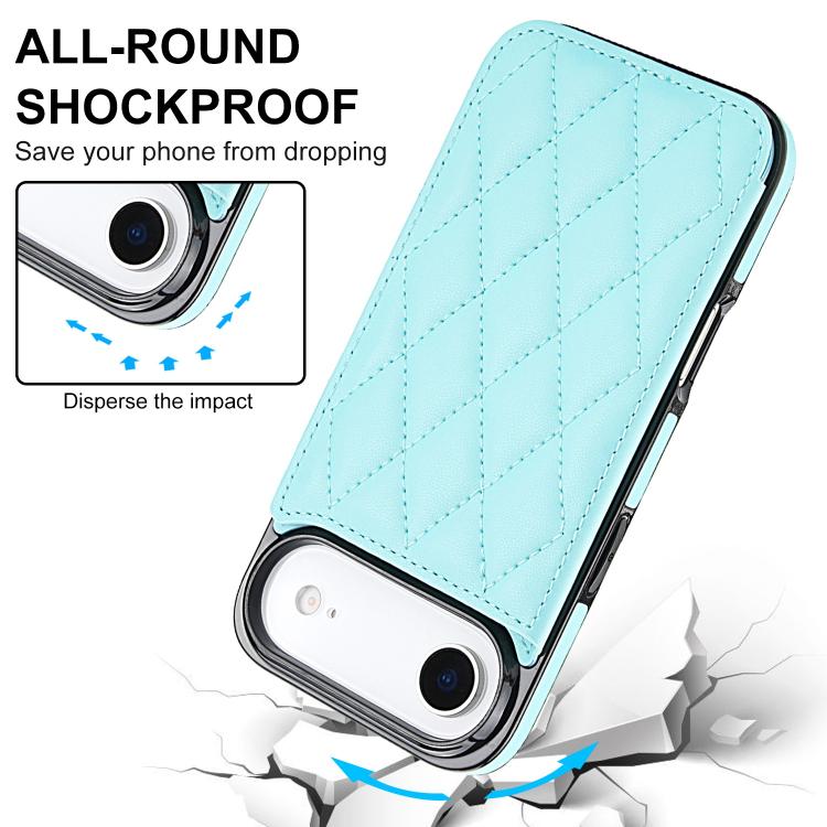 For iPhone Air Double Buckle Rhombic PU Leather Phone Case