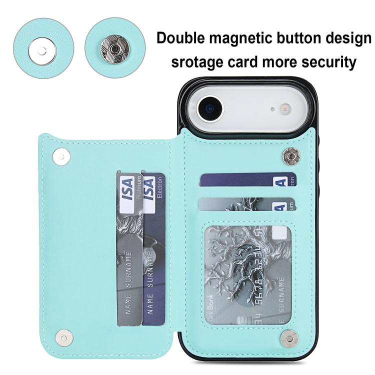 For iPhone Air Double Buckle Rhombic PU Leather Phone Case