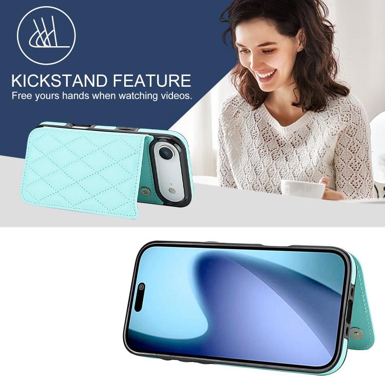 For iPhone Air Double Buckle Rhombic PU Leather Phone Case