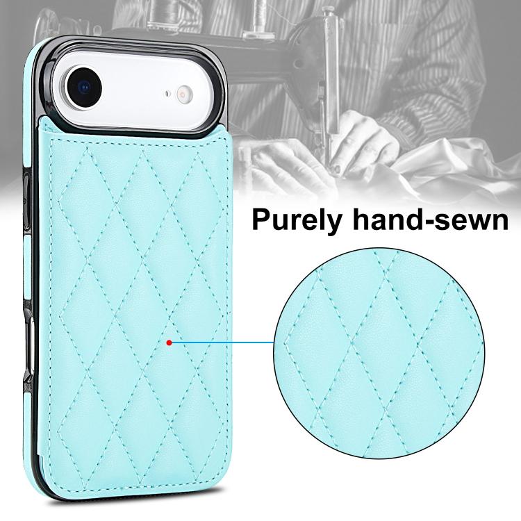 For iPhone Air Double Buckle Rhombic PU Leather Phone Case