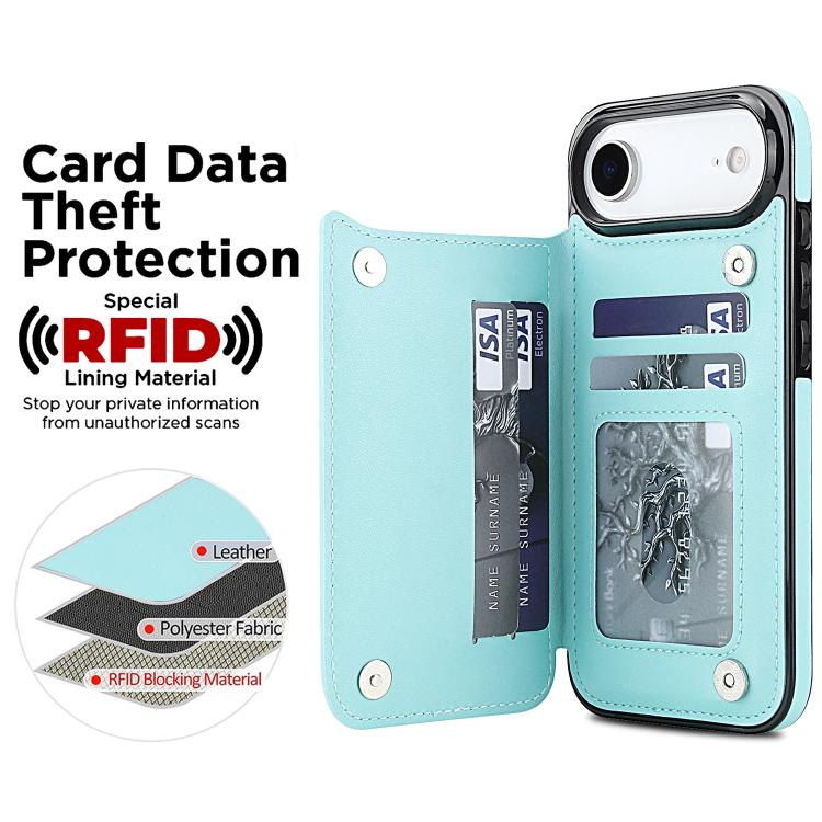 For iPhone Air Double Buckle Rhombic PU Leather Phone Case