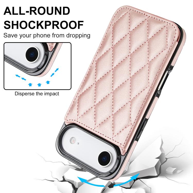 For iPhone Air Double Buckle Rhombic PU Leather Phone Case