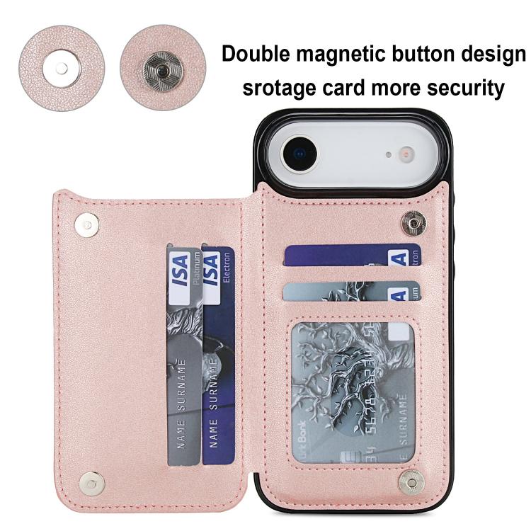 For iPhone Air Double Buckle Rhombic PU Leather Phone Case