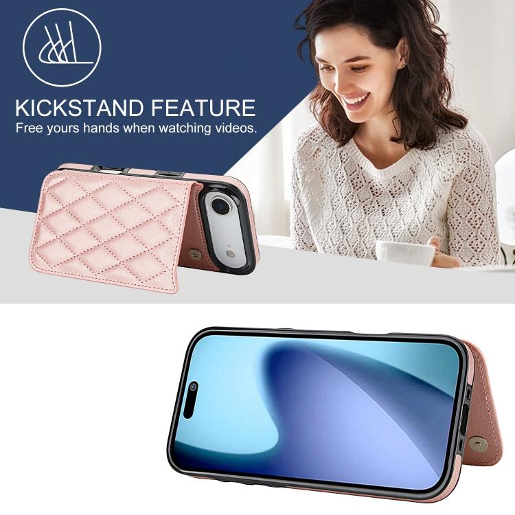 For iPhone Air Double Buckle Rhombic PU Leather Phone Case