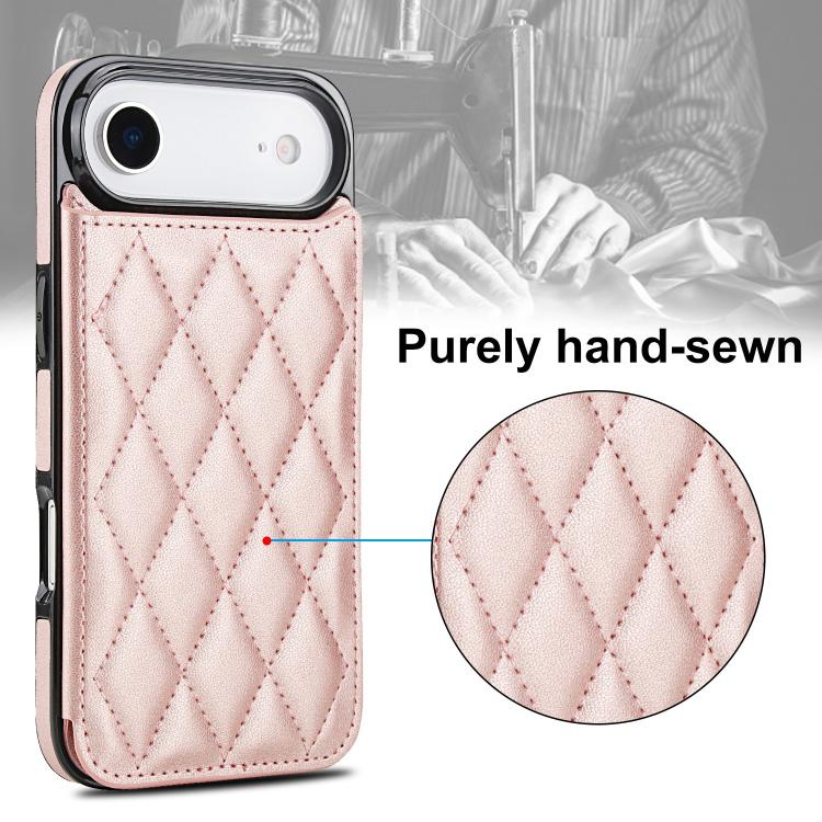 For iPhone Air Double Buckle Rhombic PU Leather Phone Case
