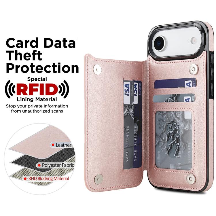 For iPhone Air Double Buckle Rhombic PU Leather Phone Case