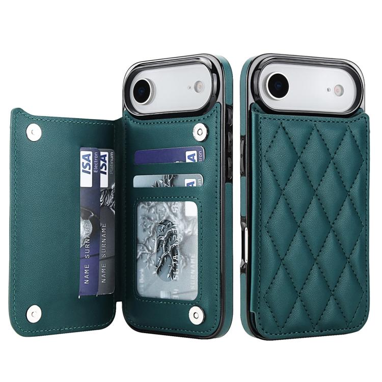 For iPhone Air Double Buckle Rhombic PU Leather Phone Case