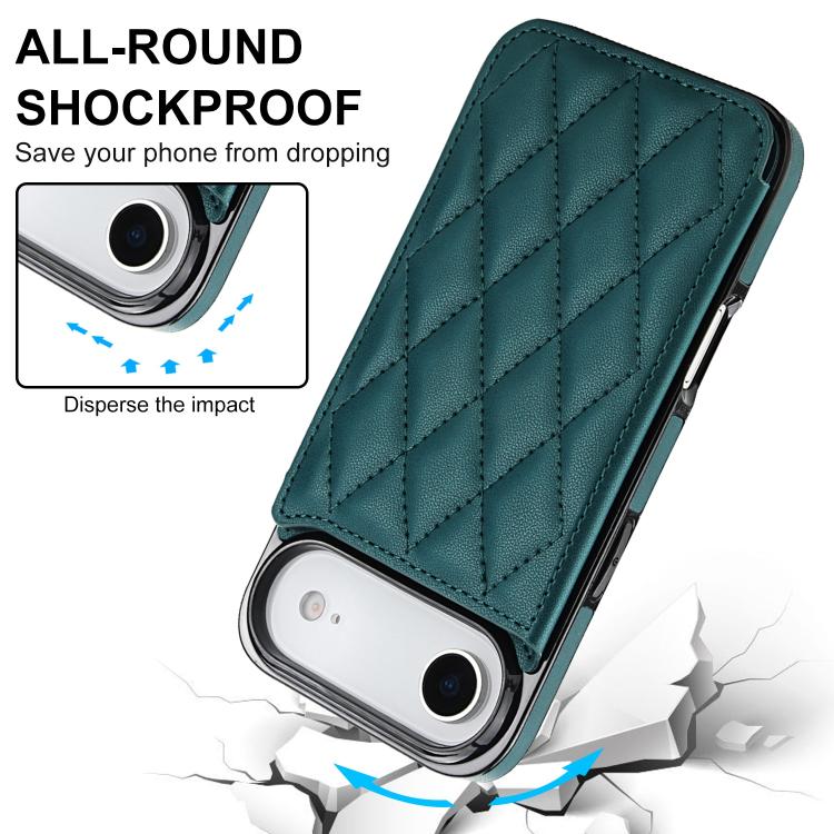 For iPhone Air Double Buckle Rhombic PU Leather Phone Case