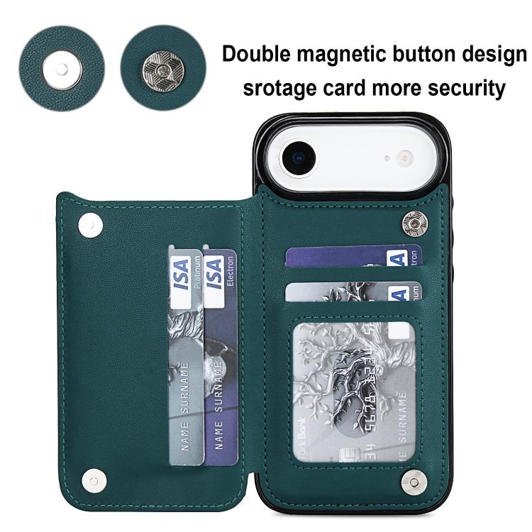 For iPhone Air Double Buckle Rhombic PU Leather Phone Case