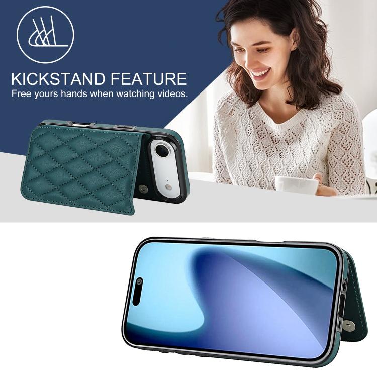 For iPhone Air Double Buckle Rhombic PU Leather Phone Case