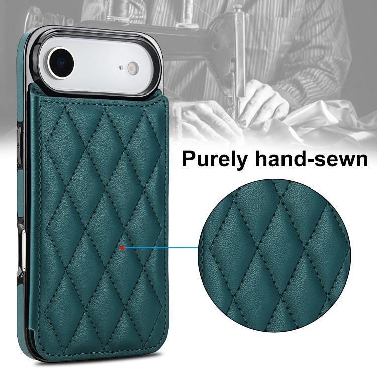 For iPhone Air Double Buckle Rhombic PU Leather Phone Case