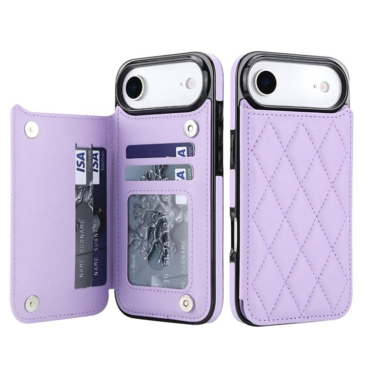 For iPhone Air Double Buckle Rhombic PU Leather Phone Case