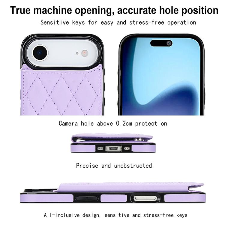 For iPhone Air Double Buckle Rhombic PU Leather Phone Case