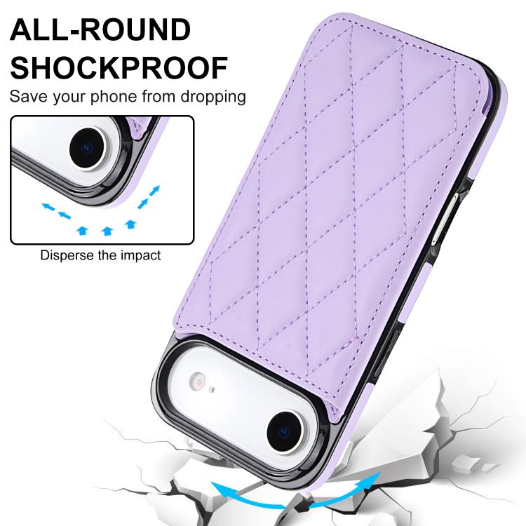 For iPhone Air Double Buckle Rhombic PU Leather Phone Case
