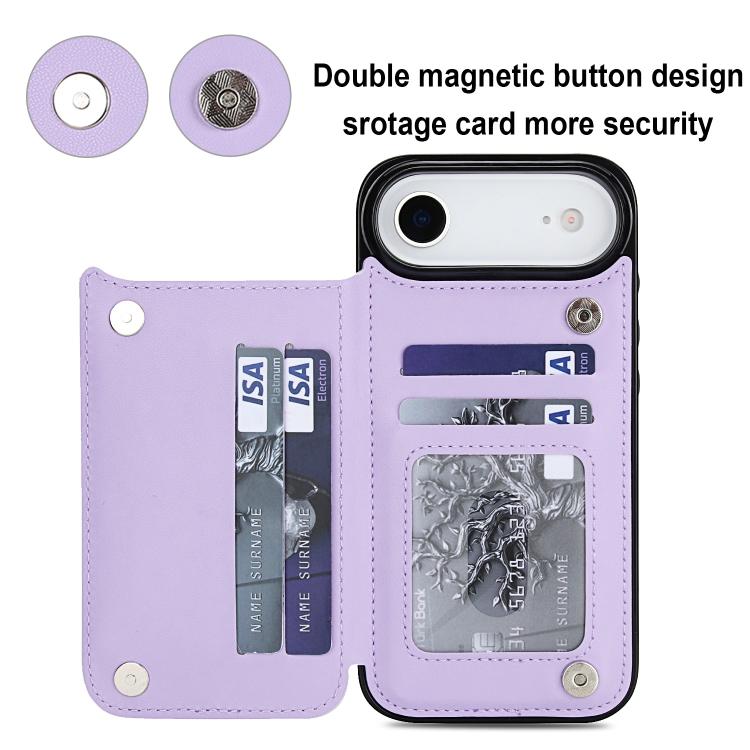 For iPhone Air Double Buckle Rhombic PU Leather Phone Case