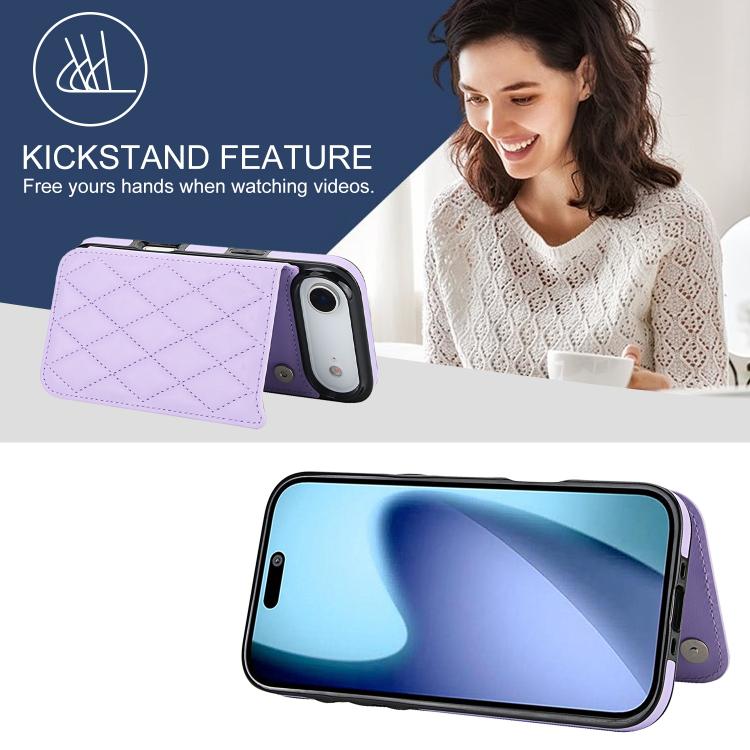 For iPhone Air Double Buckle Rhombic PU Leather Phone Case