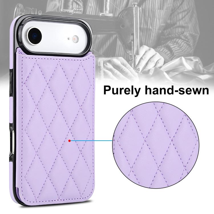 For iPhone Air Double Buckle Rhombic PU Leather Phone Case