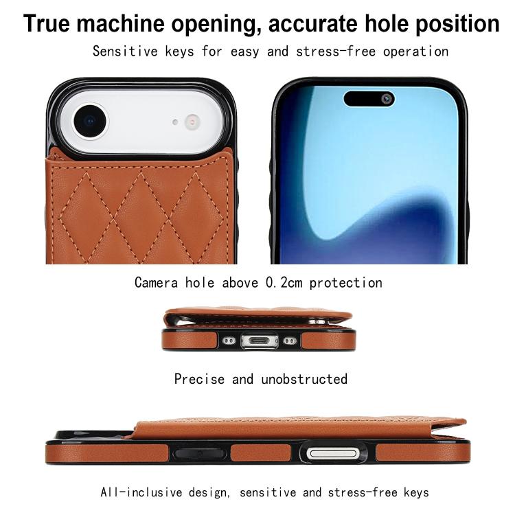For iPhone Air Double Buckle Rhombic PU Leather Phone Case