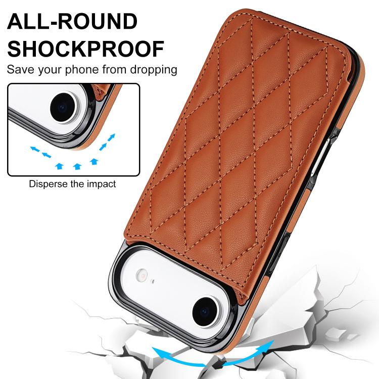 For iPhone Air Double Buckle Rhombic PU Leather Phone Case