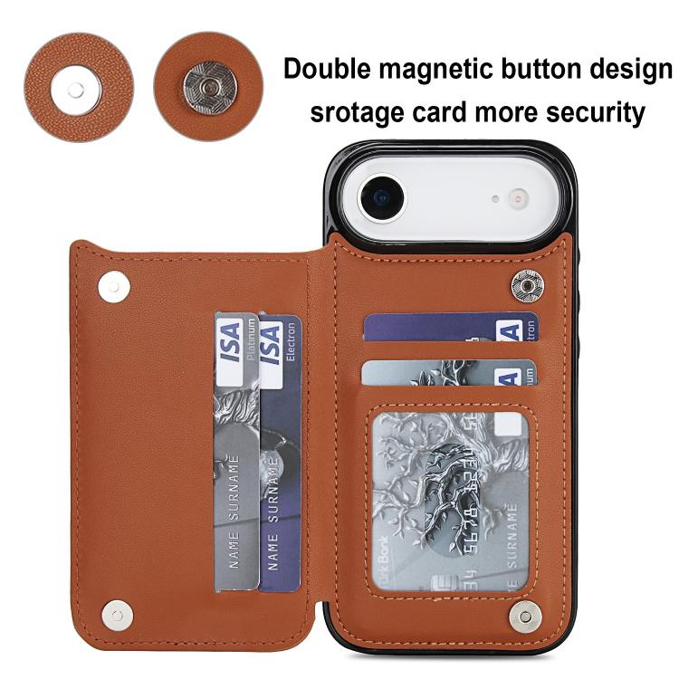For iPhone Air Double Buckle Rhombic PU Leather Phone Case