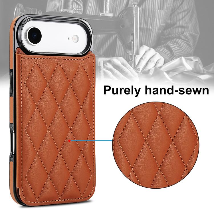 For iPhone Air Double Buckle Rhombic PU Leather Phone Case