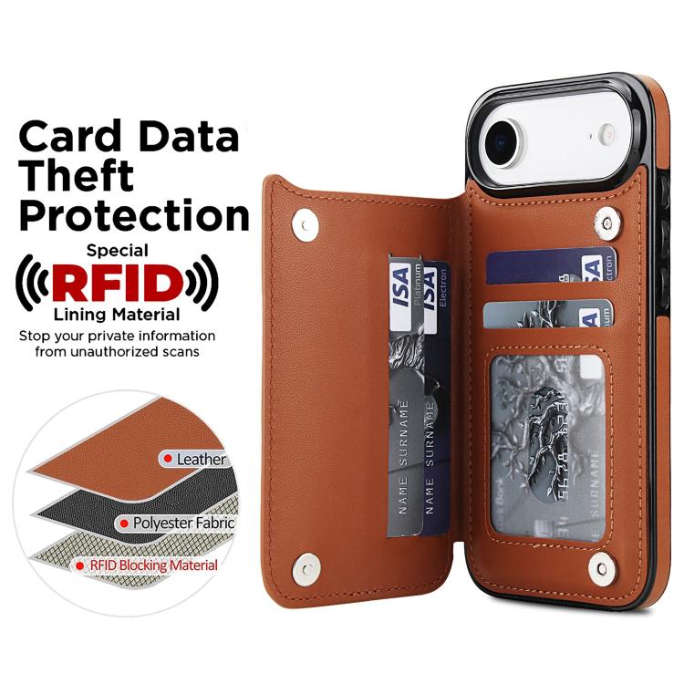 For iPhone Air Double Buckle Rhombic PU Leather Phone Case