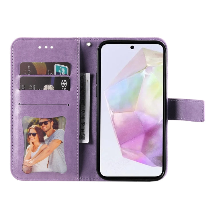 For Samsung Galaxy M35 Seven-petal Flowers Embossing Leather Phone Case