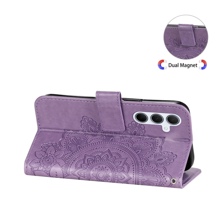 For Samsung Galaxy M35 Seven-petal Flowers Embossing Leather Phone Case
