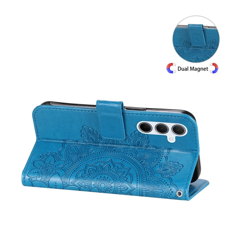 For Samsung Galaxy M35 Seven-petal Flowers Embossing Leather Phone Case